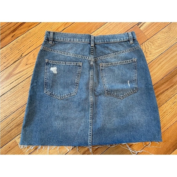 Free People We The Free Distressed Fly Blue Denim Mini Skirt BOHO Womens Size 28 - Picture 6 of 12